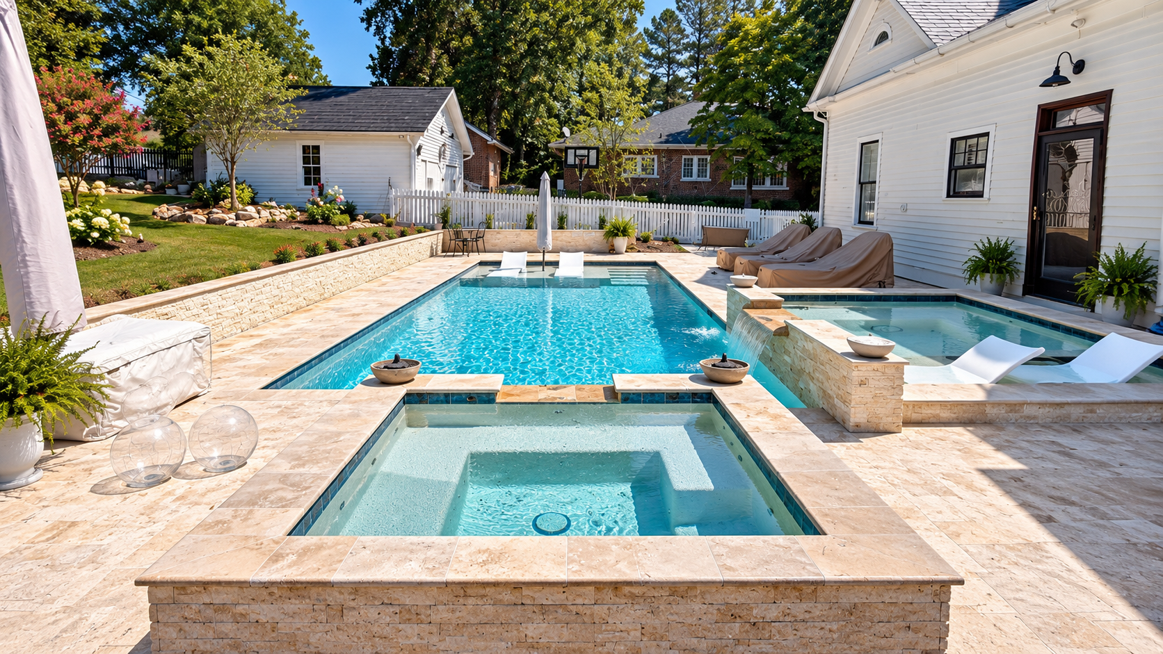 Complete backyard pool and outdoor living